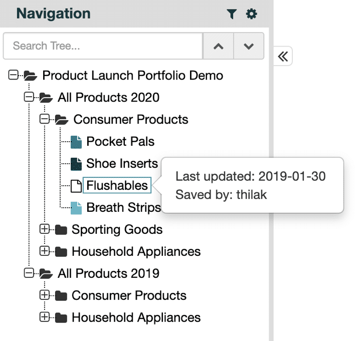 Project node tooltip section