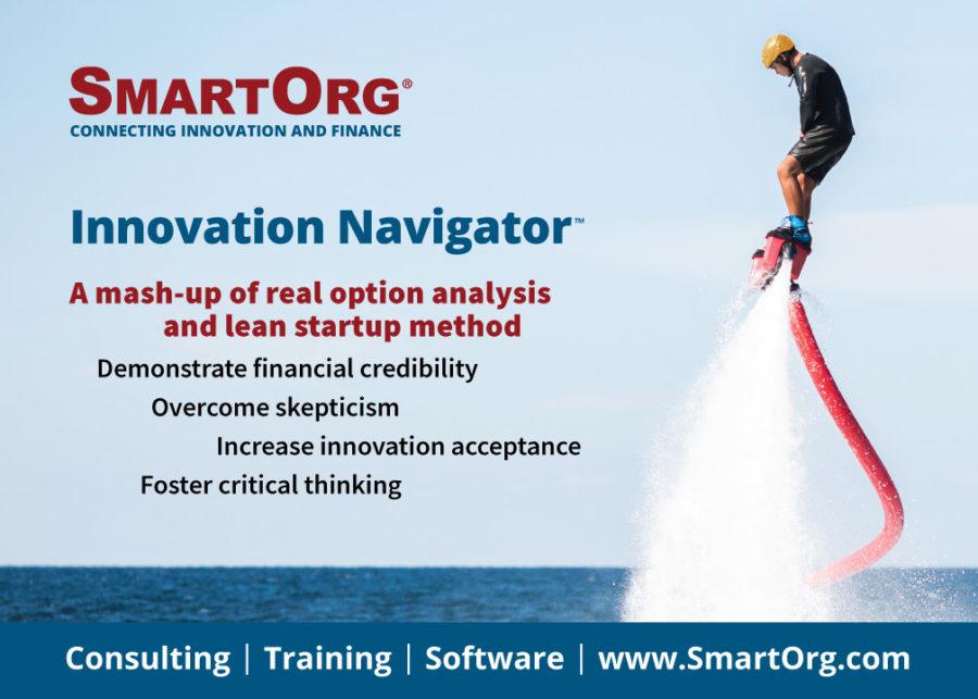 Innovation Navigator, a mash-up of real option analysis and lean startup method