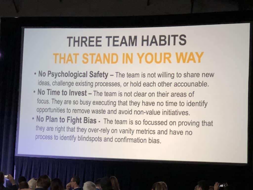 Slide from the Lean Startup Conference, Three Team Habits That Stand in Your Way
