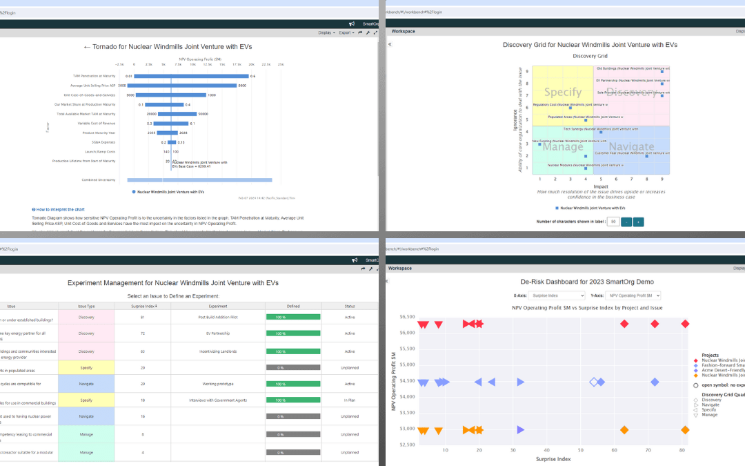 iNav 4 charts-tornado, de-risk, experiments