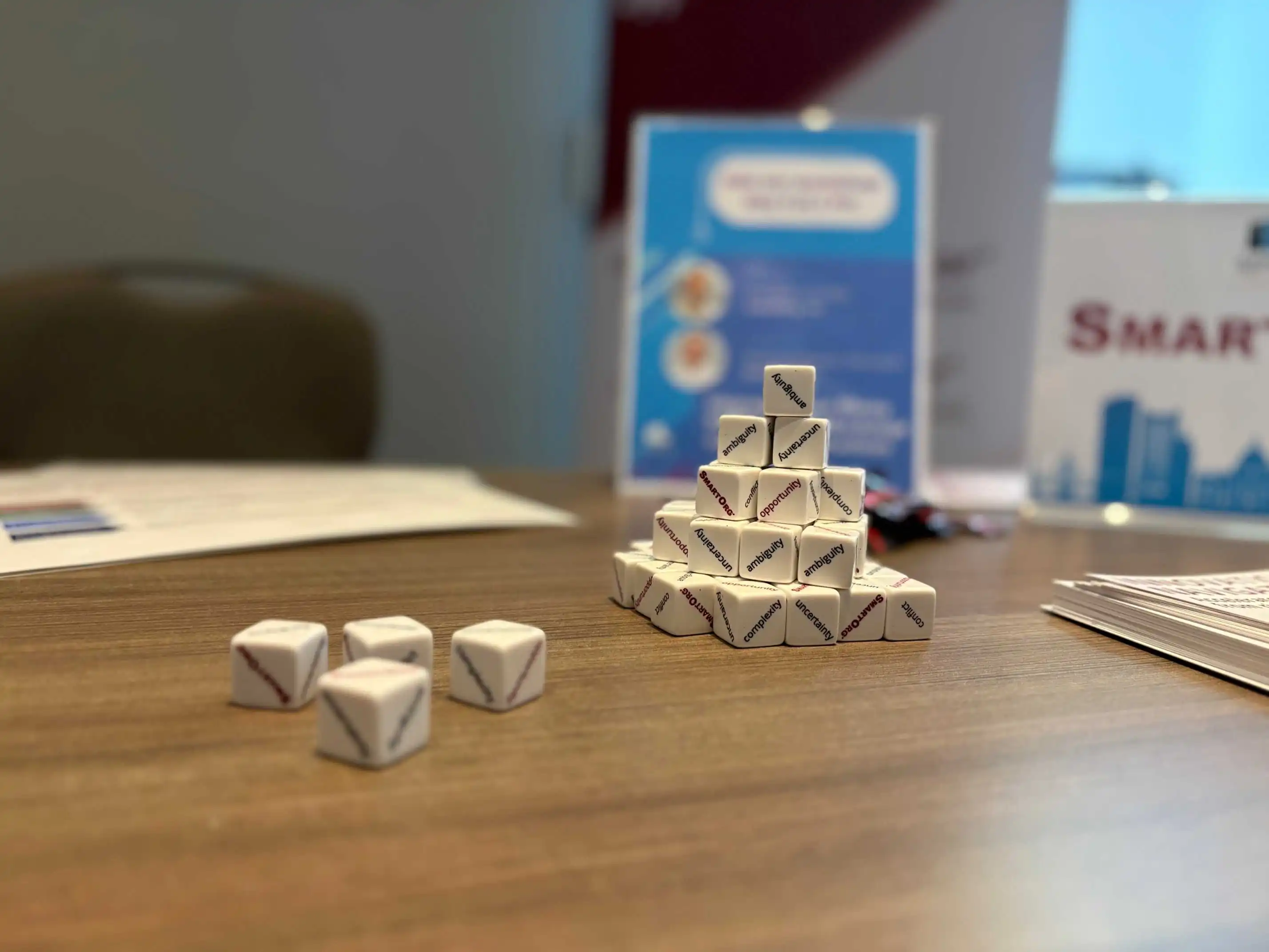 SmartOrg dice: ambiguity, uncertainty, complexity, conflict